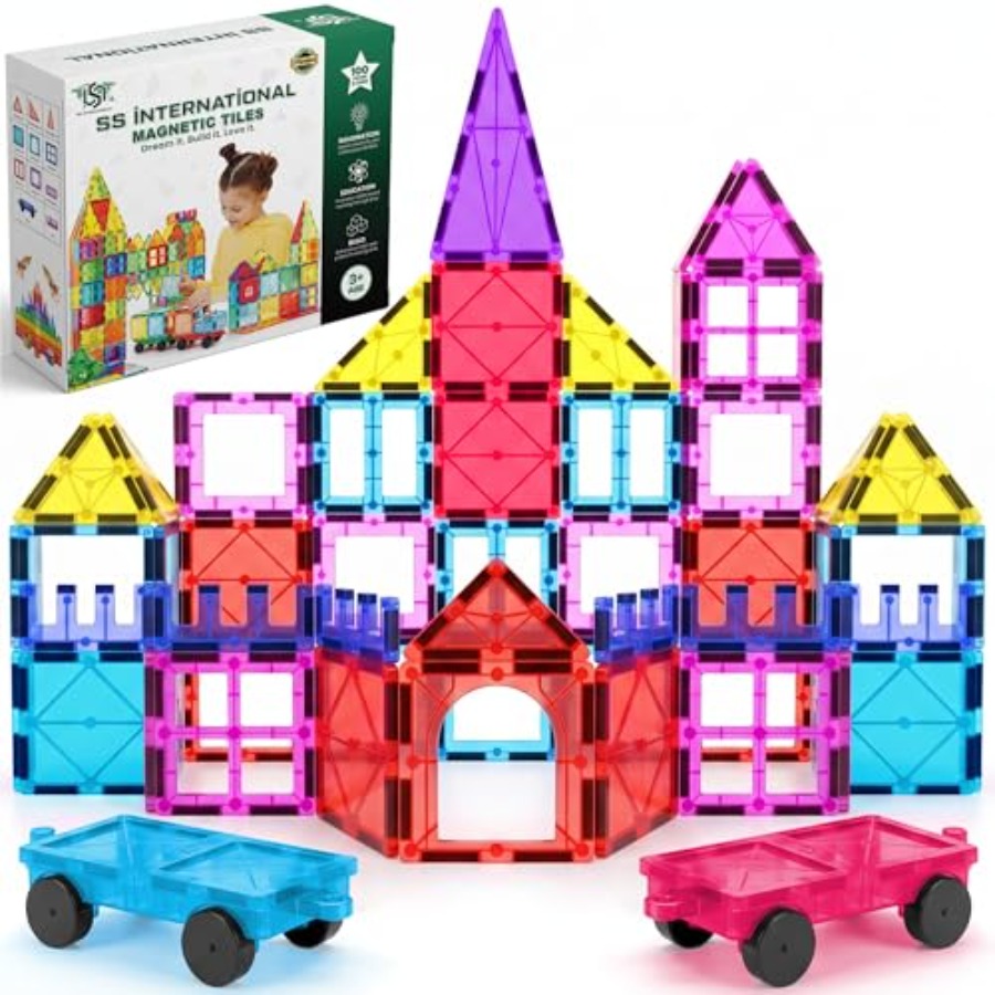Magnetic Tiles Construction Se - Magnetic Building Tiles Set 100Pcs 评论和价格