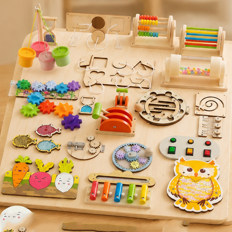 Premium Montessori Busy Board  - Montessori Wooden Busy Board Toddler 评论和价格